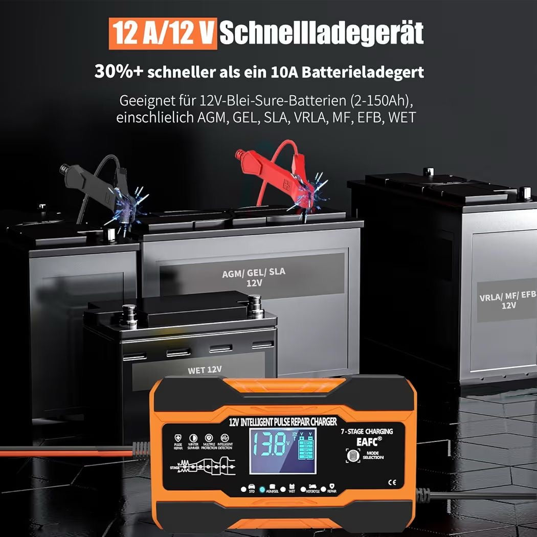 12V Autobatterie Ladegerät 12A Smart Schnellladegerät KFZ