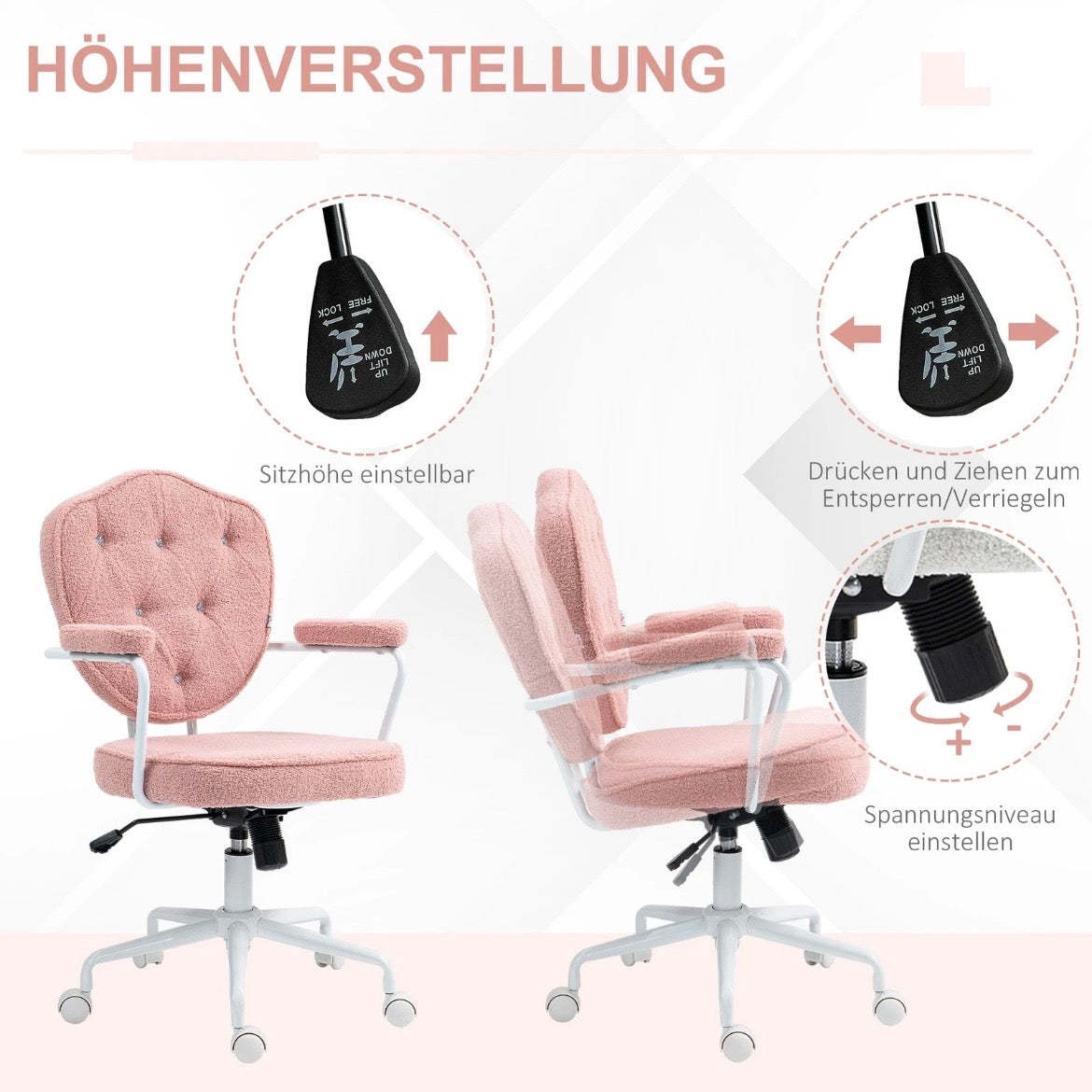 Bürostuhl Ergonomisch Schreibtischstuhl Wippfunktion Drehbar Stuhl