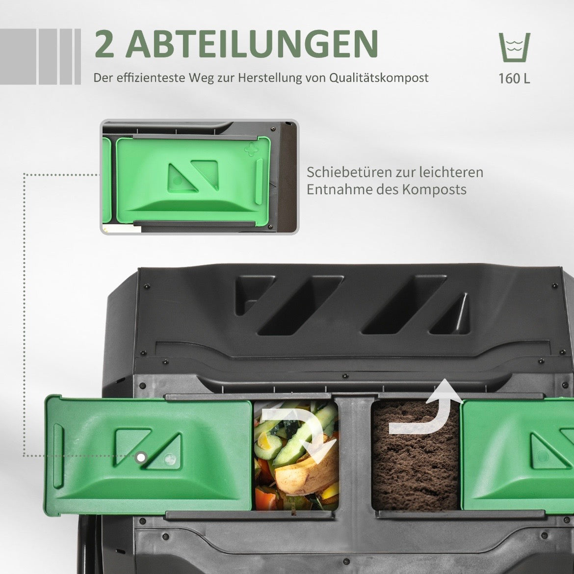 Trommel-Komposter 160L Gartenkomposter 2 Kammer 
Gartenpflege