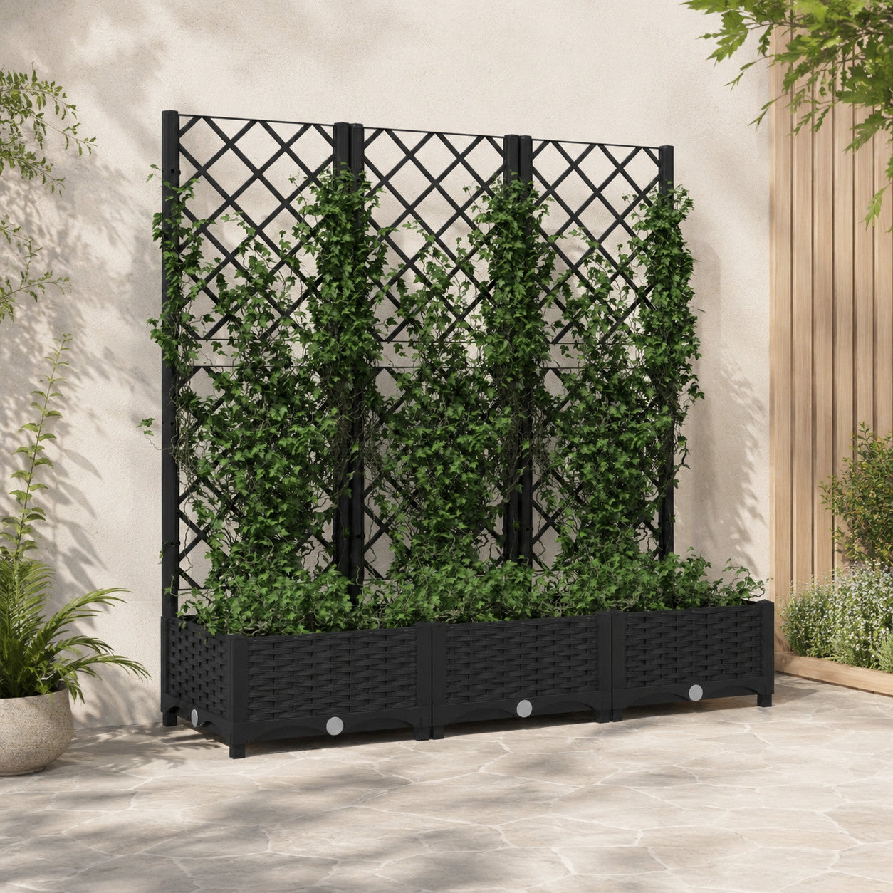 XXL Pflanzkuebel Spalier Rankgitter 120x40x121cm Pflanzkasten Blumenkasten