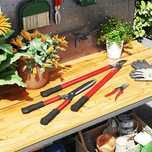 Heckenschere Set 3-teilig Gartenschere Astschere Stahlklinge