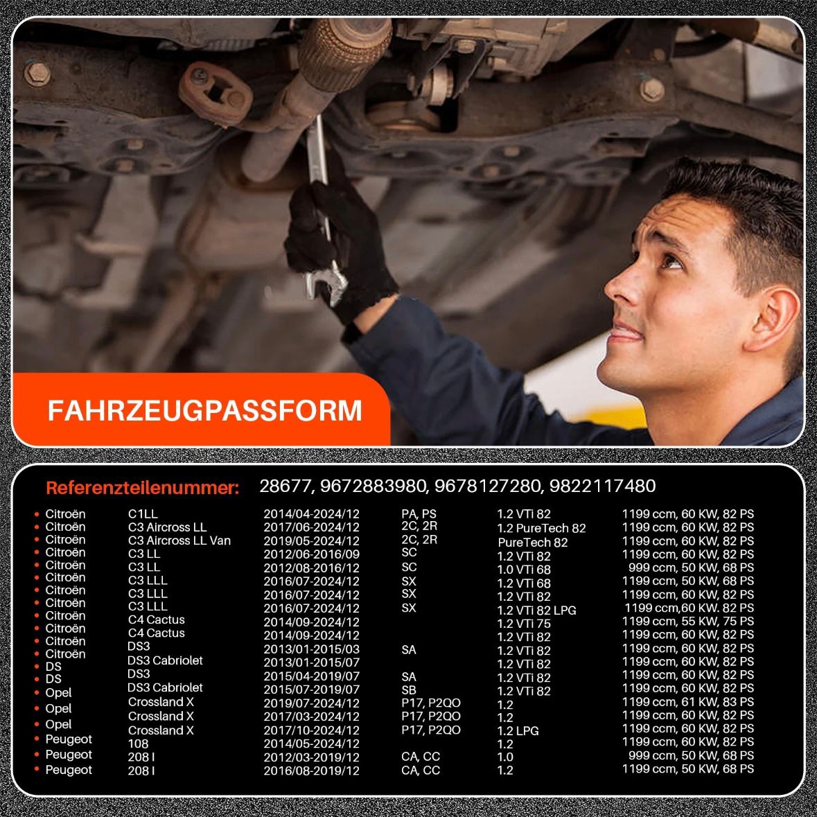 Katalysator für Peugeot 108 208 308 2008 Citroën C1 C3 C4 Opel