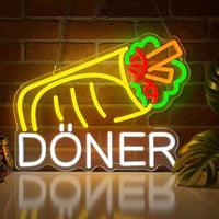 Döner Neon Schild LED Leuchtschild Hängeschild USB Dimmbar