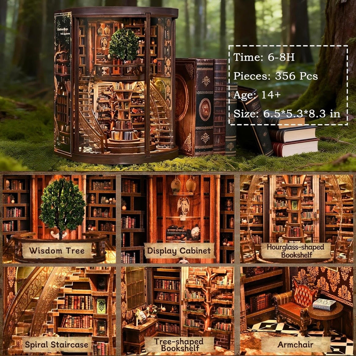 DIY Book Nook Miniatur Bibliothek LED Beleuchtung Dekoration