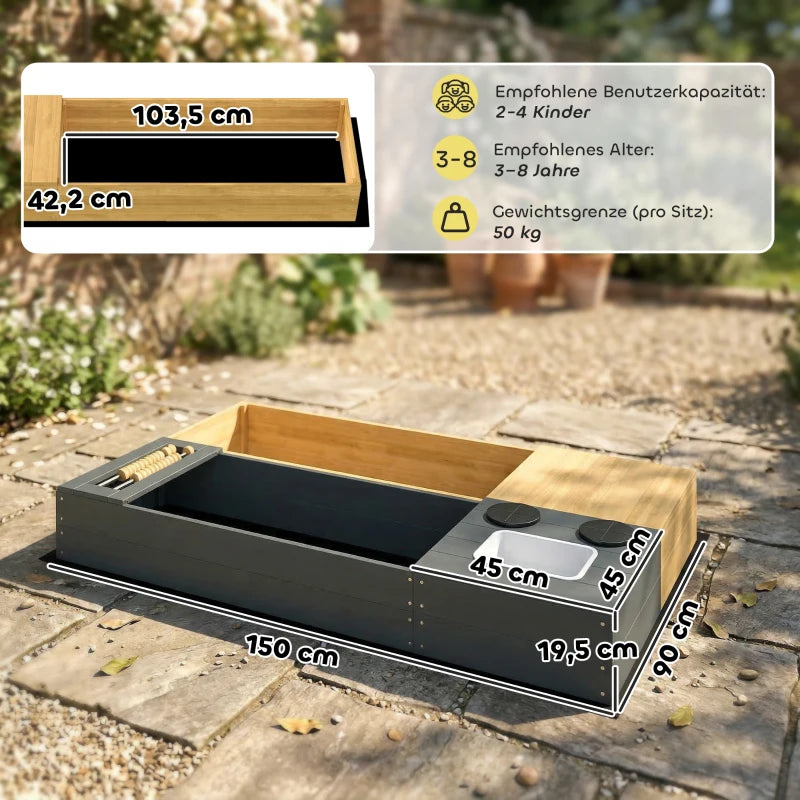 Sandkasten 2-teilig 150x90cm Sandkiste Outdoor Spielgeräte