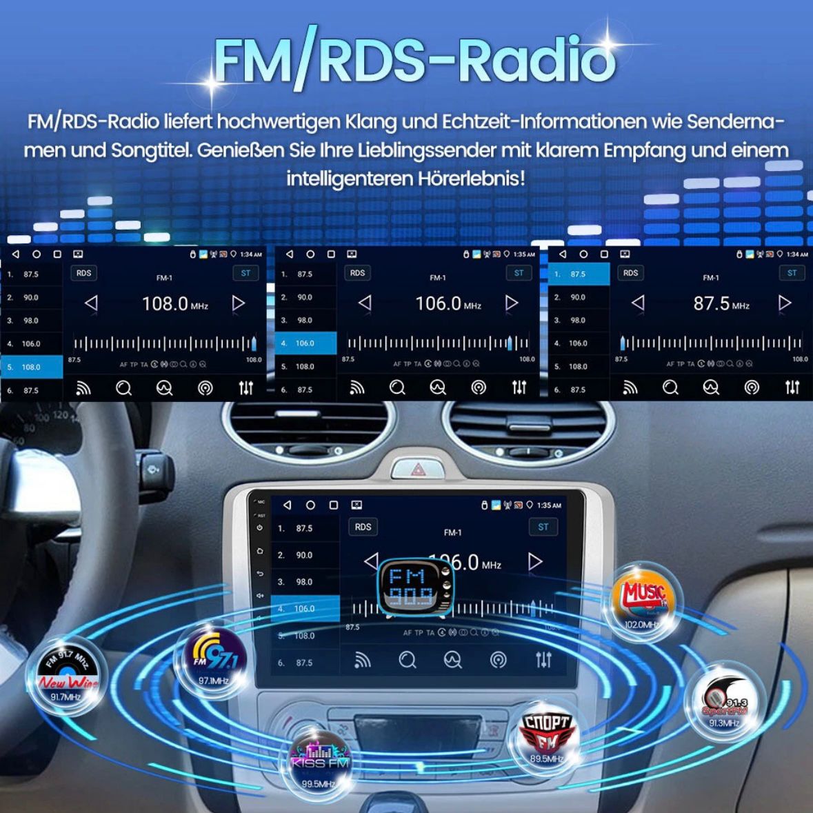Autoradio für Ford Focus MK2 MK II 2004-2011 Android 15 Apple Carplay
