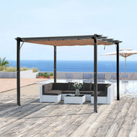 Pergola Pavillon einstellbares Stoffdach 3x4m Aluminium Terrassenüberdachung
