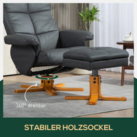 Relaxsessel Sessel mit Hocker Fußhocker Kunstleder Dunkelgrau