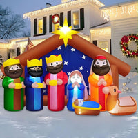 2,4m Aufblasbare LED Weihnachtskrippe Weihnachtsdeko Beleuchtung Outdoor