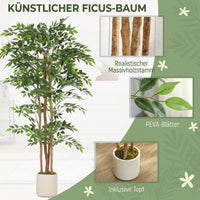 Künstlicher Banyanbaum 180cm Kunstpflanze Massivholzstamm Topf