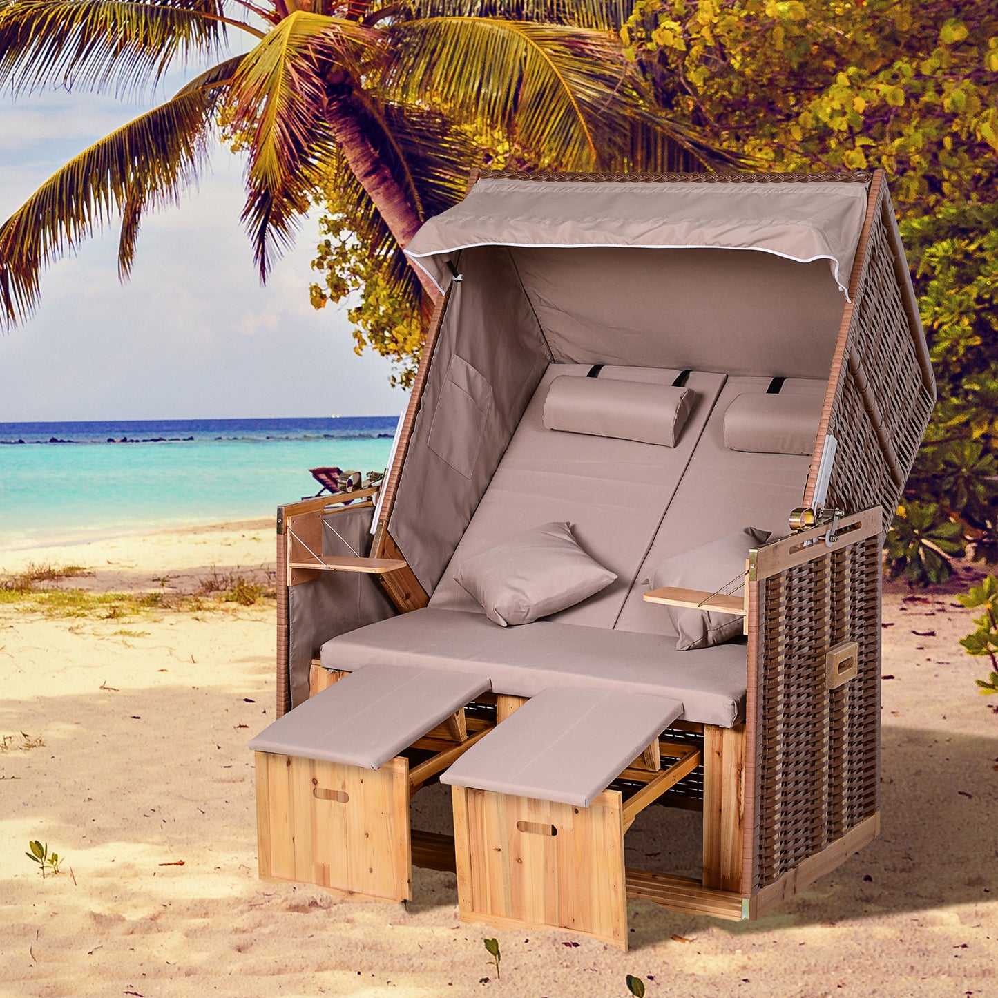 Strandkorb 2 Personen Neigbar Sonneninsel Gartenliege