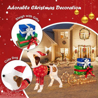 Weihnachtsdeko LED Hund Schlitten Outdoor Indoor Gartendeko