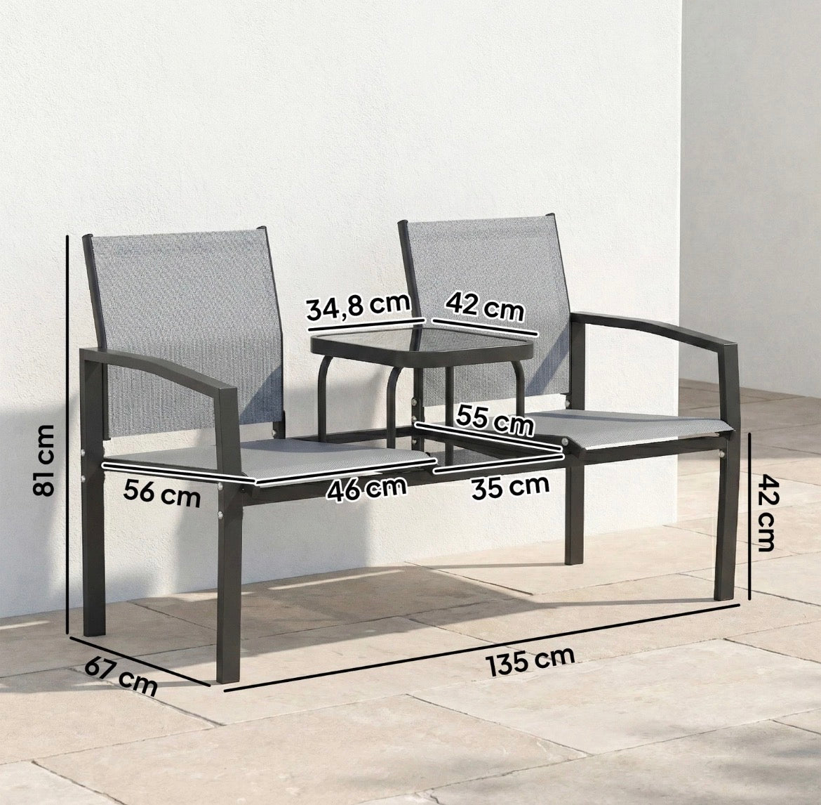 Gartenbank Sitzbank Glastisch Gartentisch Gartenmöbel