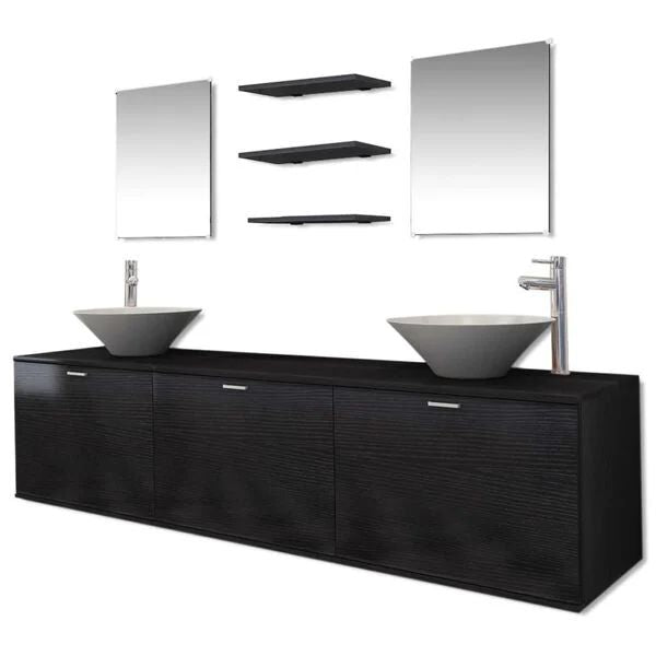 Doppelwaschbecken Möbelset Badschrank Waschschrank