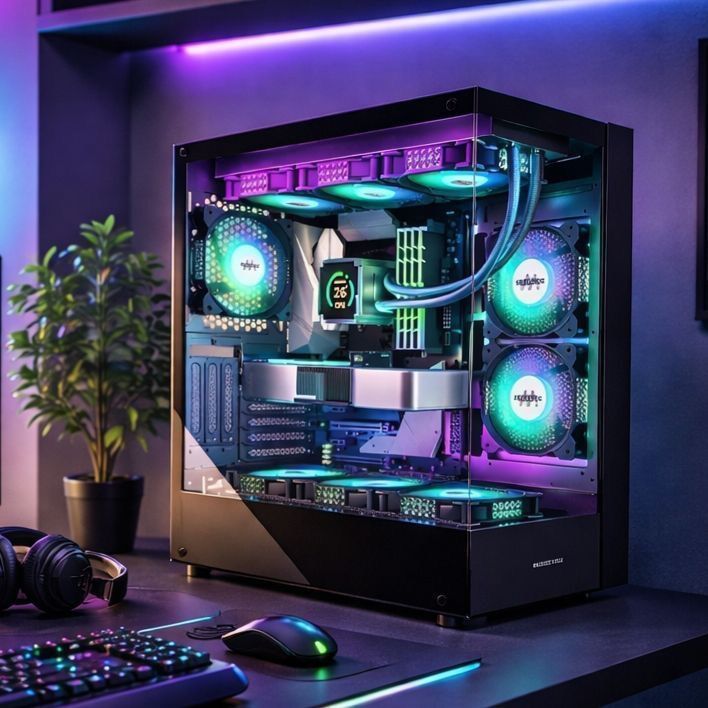 PC Gehäuse Gaming Tower ATX ARGB Lüfter Glas