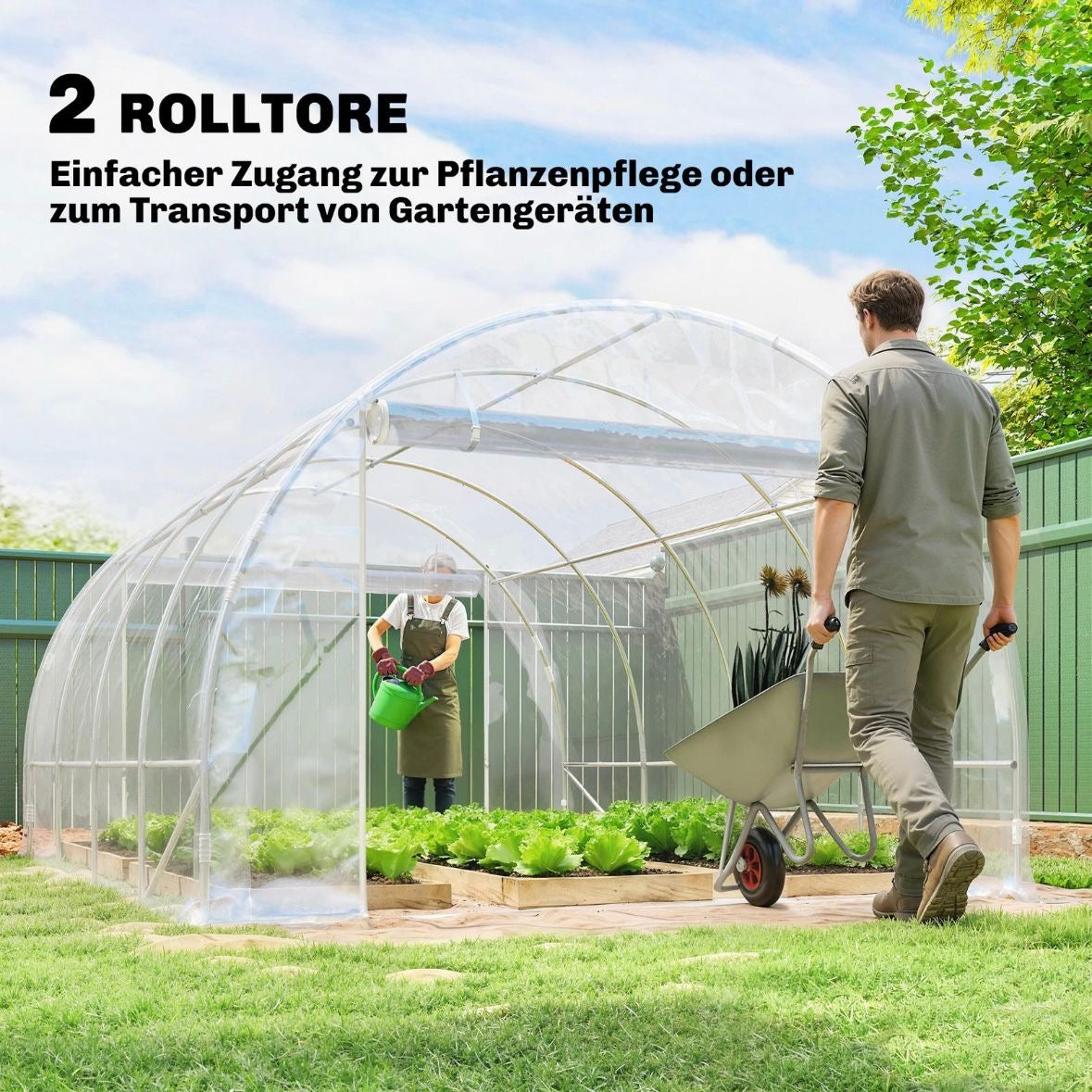 Gewächshaus ca. 4x3x2m Foliengewächshaus Reißverschlusstür Garten