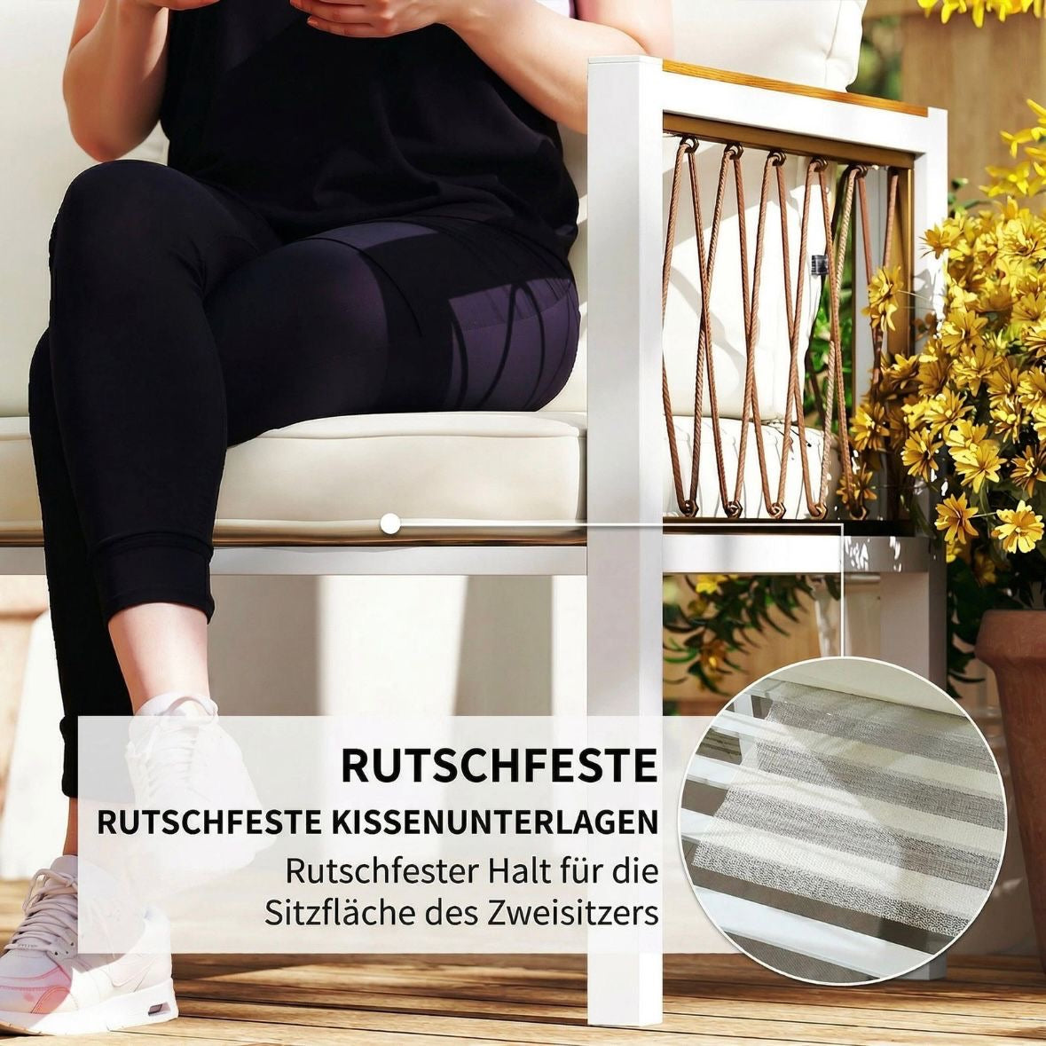 4x Gartenmöbel Set Polyrattan Lounge-Set mit Zweisitzer 2 Sessel