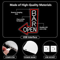 LED Neonschild Bar Open Leuchtschild Zimmer Deko Wand USB Beleuchtung