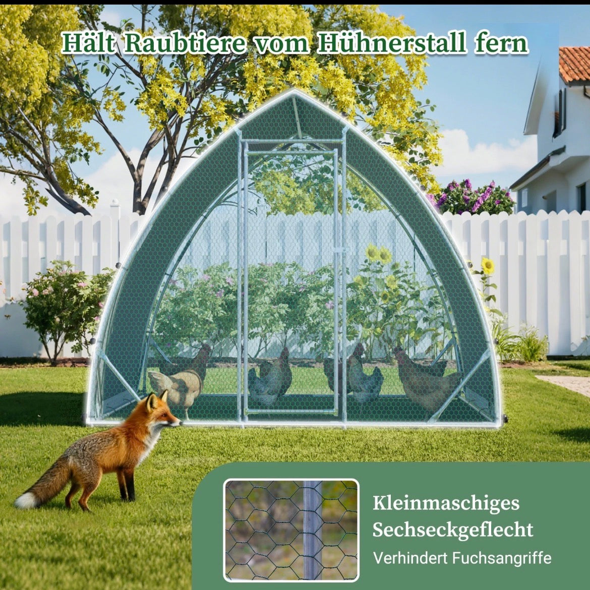 Kleintierstall 252×192×204cm Freilaufgehege Kleintiergehege Hühnerkäfig