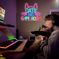 LED Neon Schild Cats and Gameroom Neonlicht USB Zimmer