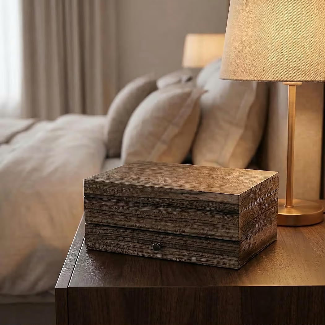 Vintage Holz Schmuckschatulle Aufbewahrungsbox Schatulle