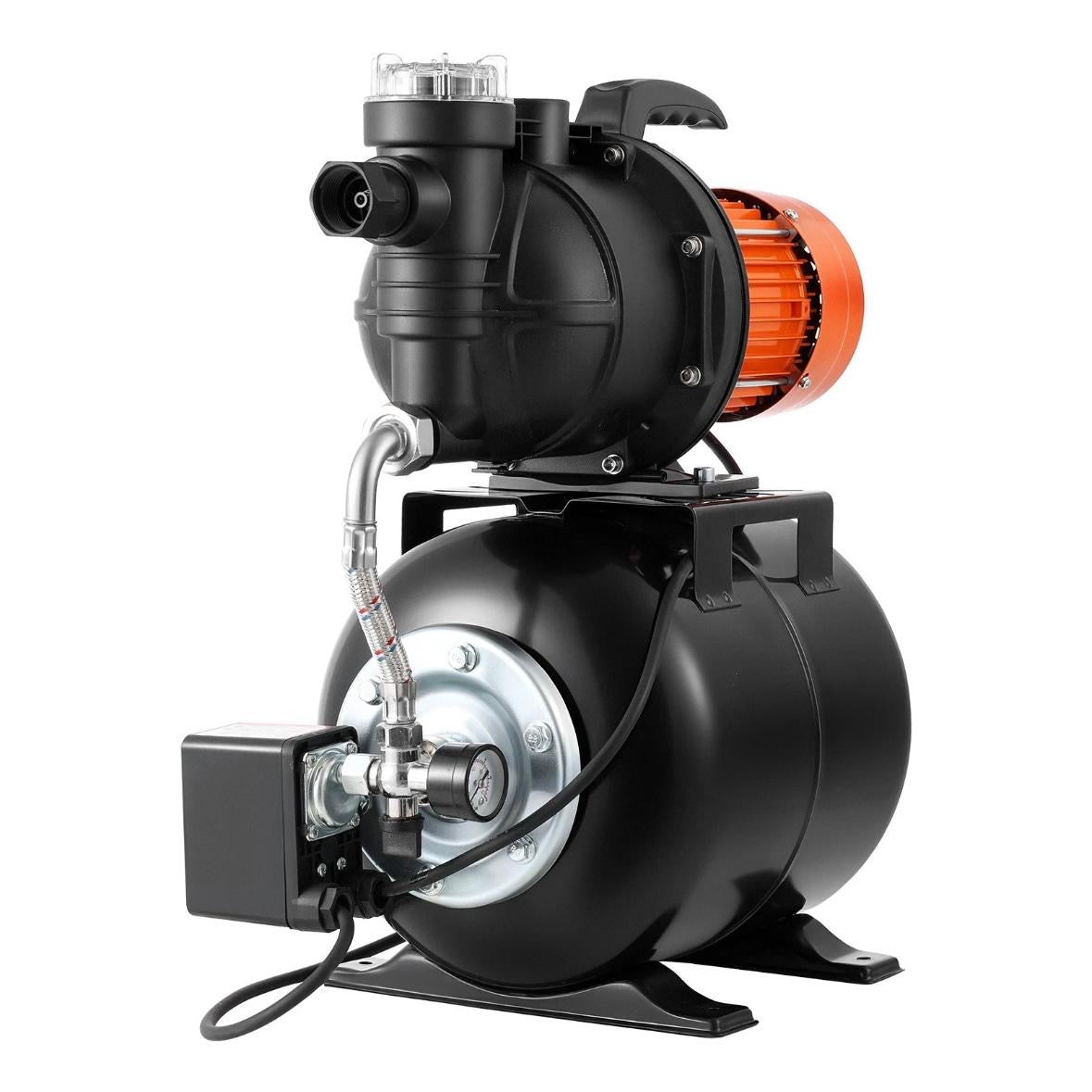 1100W Flachbrunnenpumpe mit Druckbehälter 5300 l/h Jetpumpe mit Filter