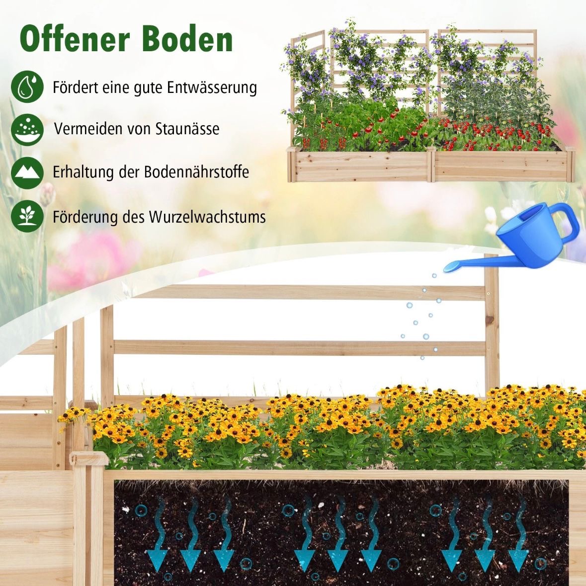 Hochbeet Rankgitter Spalier Blumenkasten Pflanzkasten Tannenholz