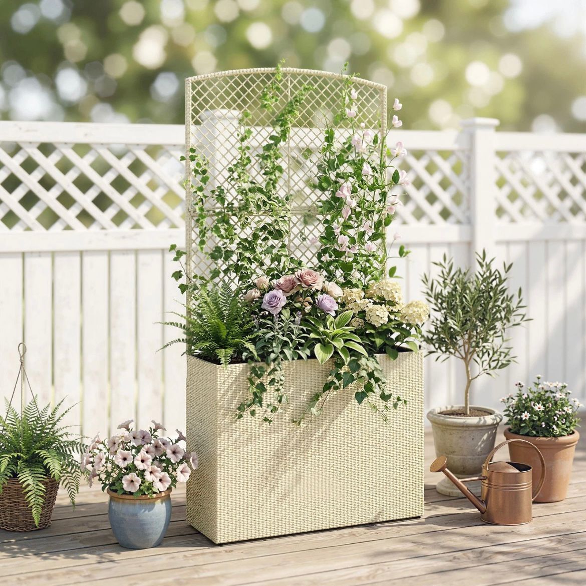 Hochbeet Rattan Optik Pflanzkasten Pflanzbeet Gartenbeet Gartenpflege