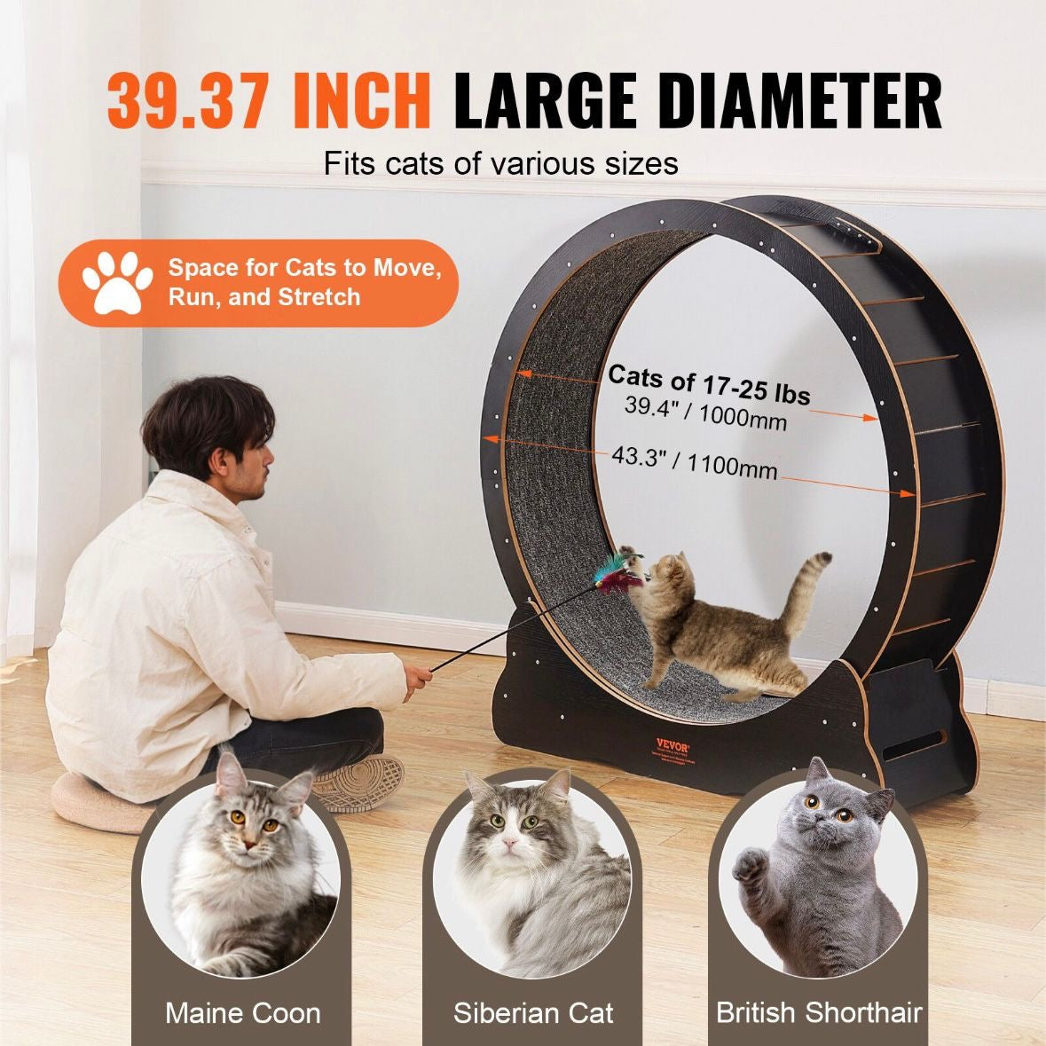 Katzenlaufrad Katzen Laufrad Innenbereich Katzenkratzer 110cm