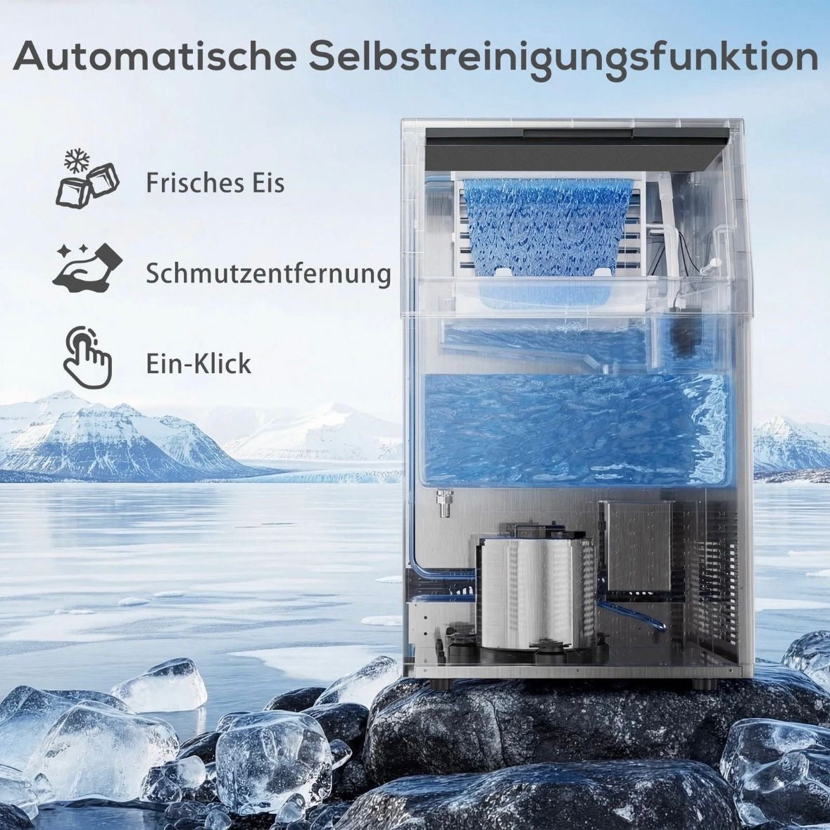 Kommerzielle Eiswürfelmaschine 45kg/24h Eismaschine 13kg Eis