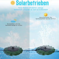 Solar Springbrunnen Lotusblatt Schwimmende Gartenpumpe