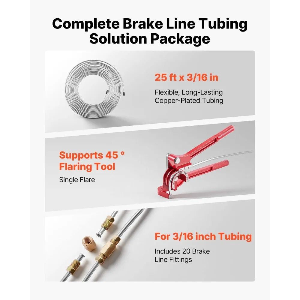 Bremsleitungs Reparaturset Bördelgerät Set 3/16” 7,6m Leitung Werkzeug