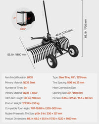 1219mm Rasentraktor Heuharke ATV mit 24 Zinken