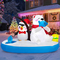180cm Aufblasbare Weihnachtsdeko Eisbär Pinguin LED Beleuchtet