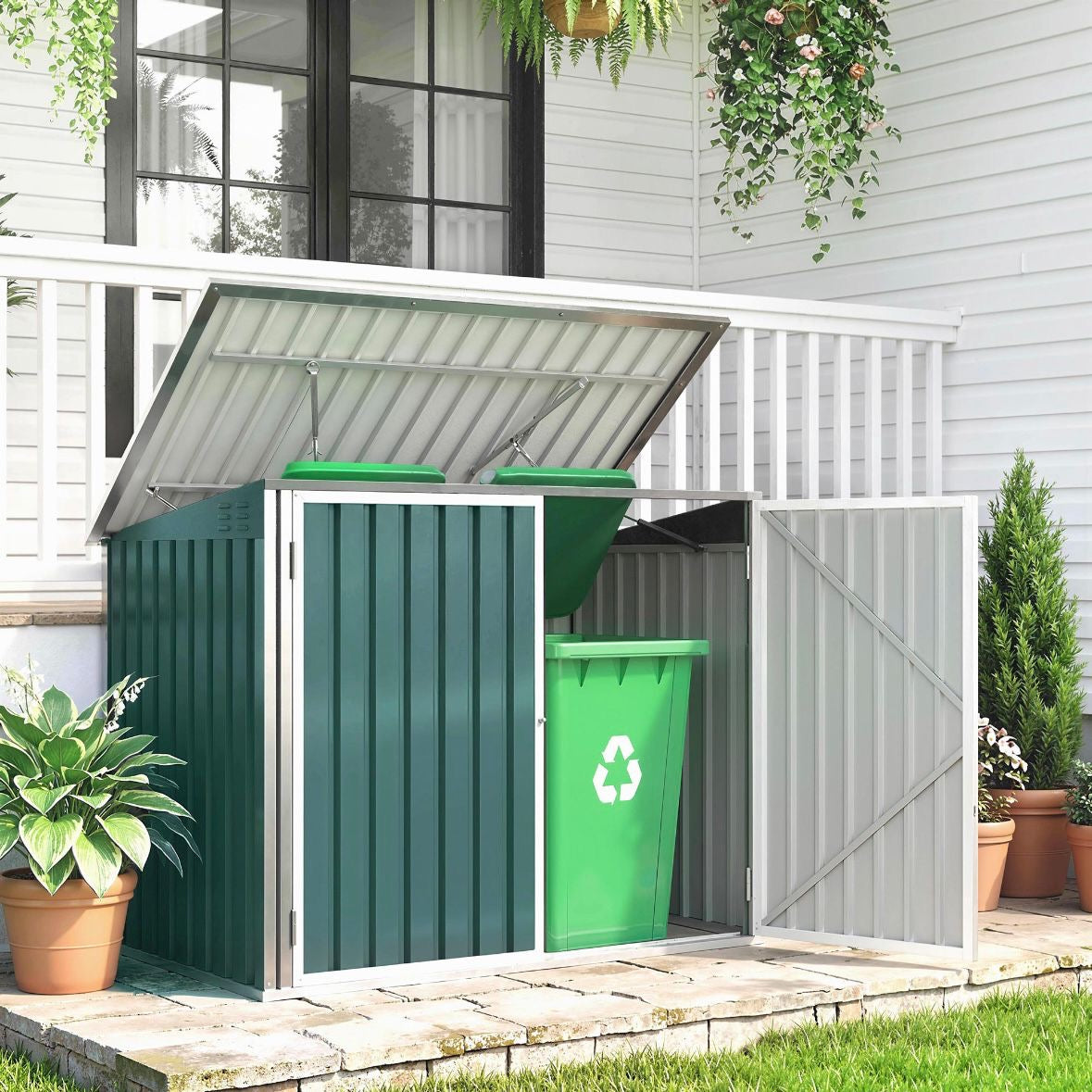 Mülltonnenbox 2x Mülltonnen Gartenbox Müllbox Tonnen Garten