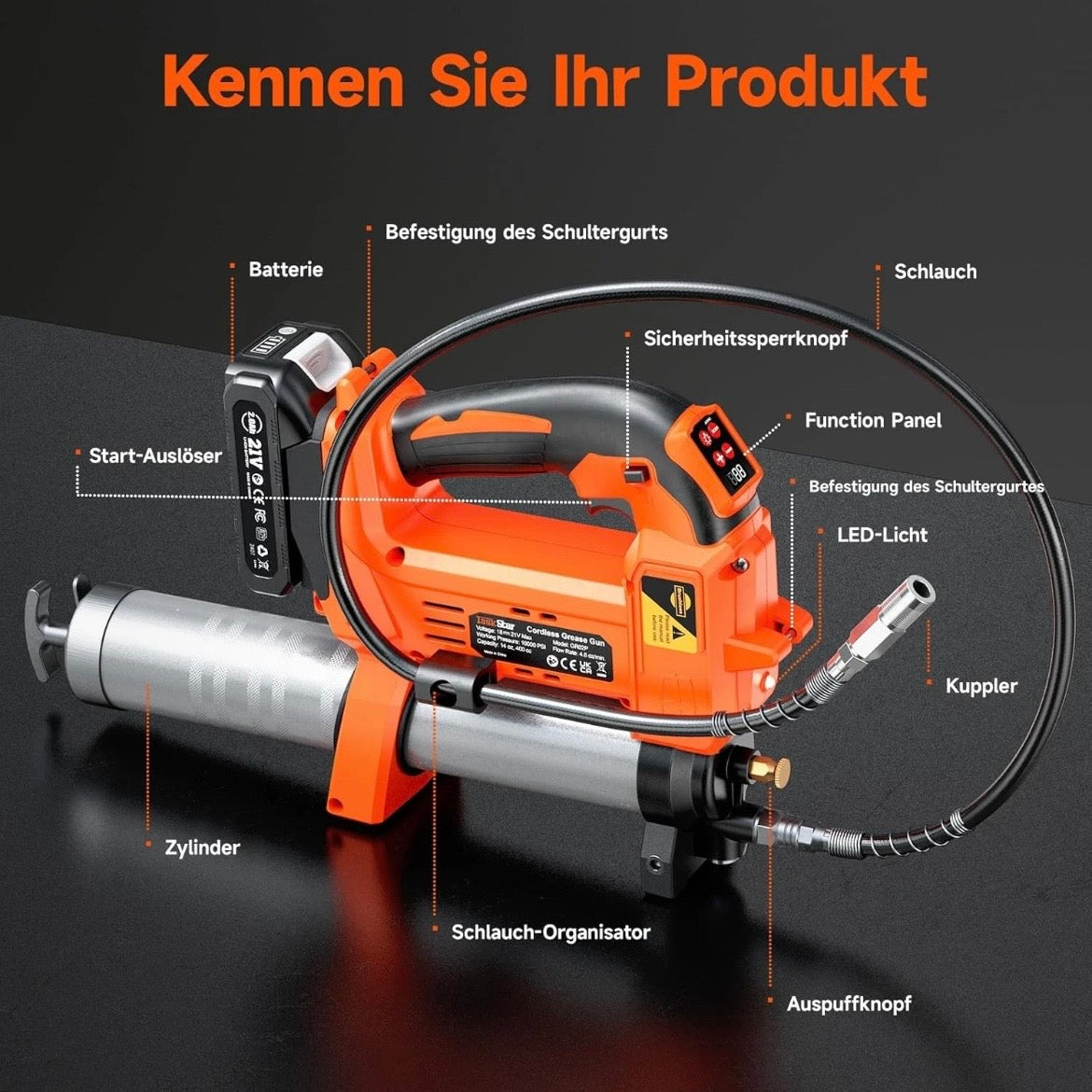 Akku Fettpresse Elektrisch Presse Werkstatt Kfz Bagger 18V