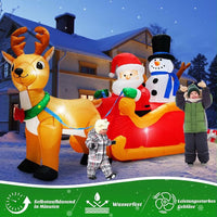 2m Aufblasbarer LED Weihnachtsmann Schlitten Rentier Deko Beleuchtet