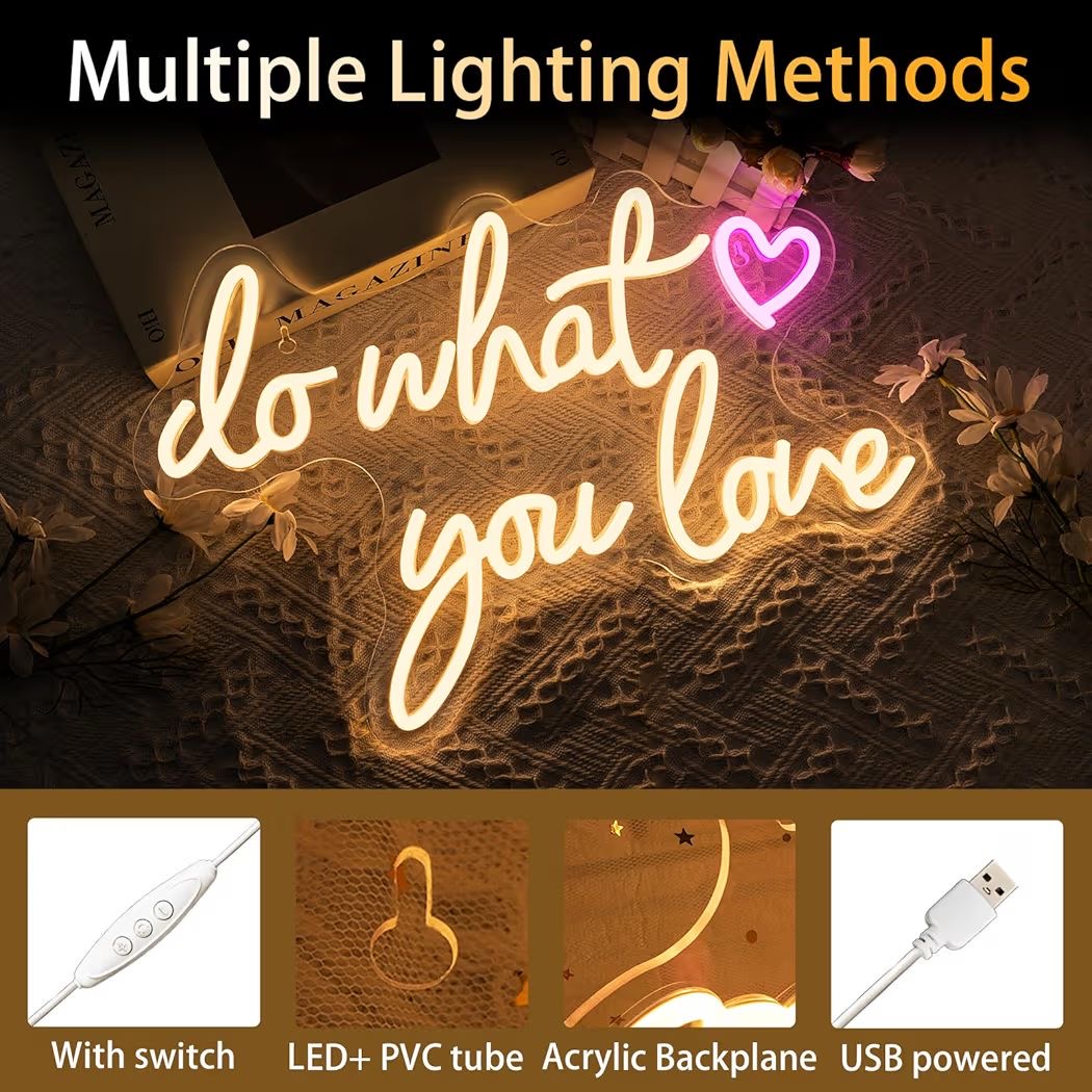 LED Neon Schild do what you love Neonlicht USB Zimmer