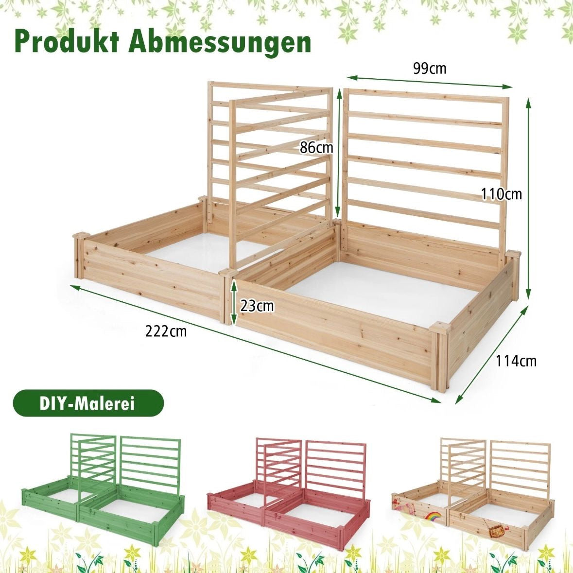 Hochbeet Rankgitter Spalier Blumenkasten Pflanzkasten Tannenholz