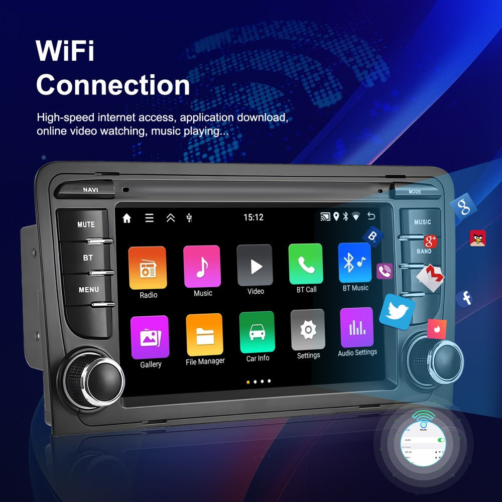 Autoradio Android 15 GPS Navi WIFI Bluetooth Carplay 7 Zoll 64GB