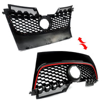 Vorne Zentral Kühlergrill Gitter Für VW GOLF Mk5 ESTATE GTI Jetta 06-09 Schwarz