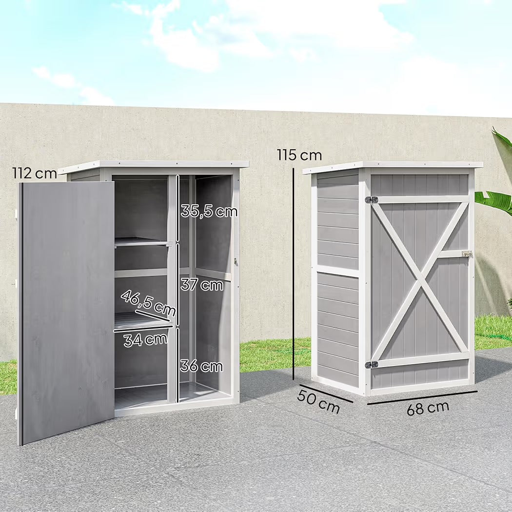 Gartenschrank Holz Geräteschrank Gartenhaus Weiß Grau