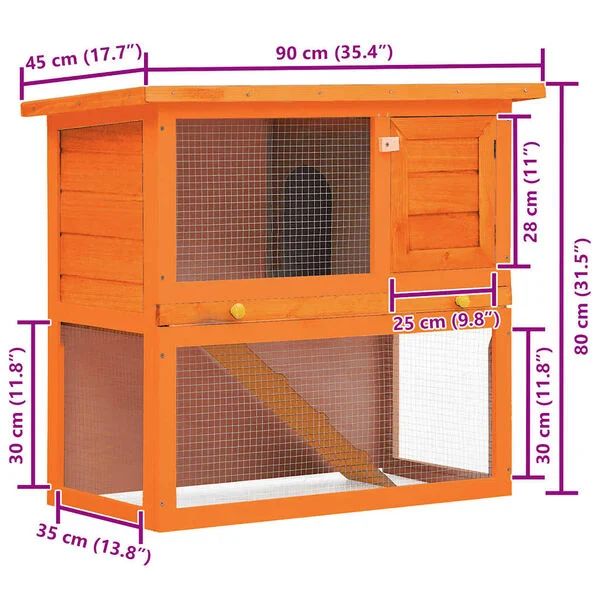 Kleintierstall Kaninchenstall 90x45x80cm Hasenstall Hasengehege Stall Hasen