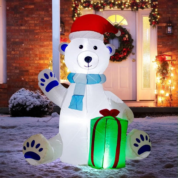 150cm Aufblasbare Eisbär Figur LED Beleuchtung Weihnachtsdeko