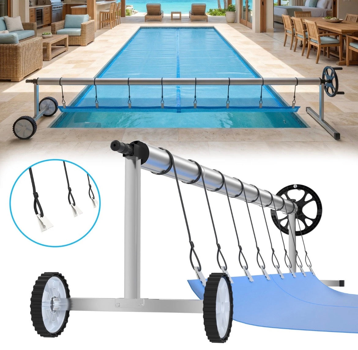 Mobile Pool Aufroller Aufrollsystem Aufrollvorrichtung Solarfolie