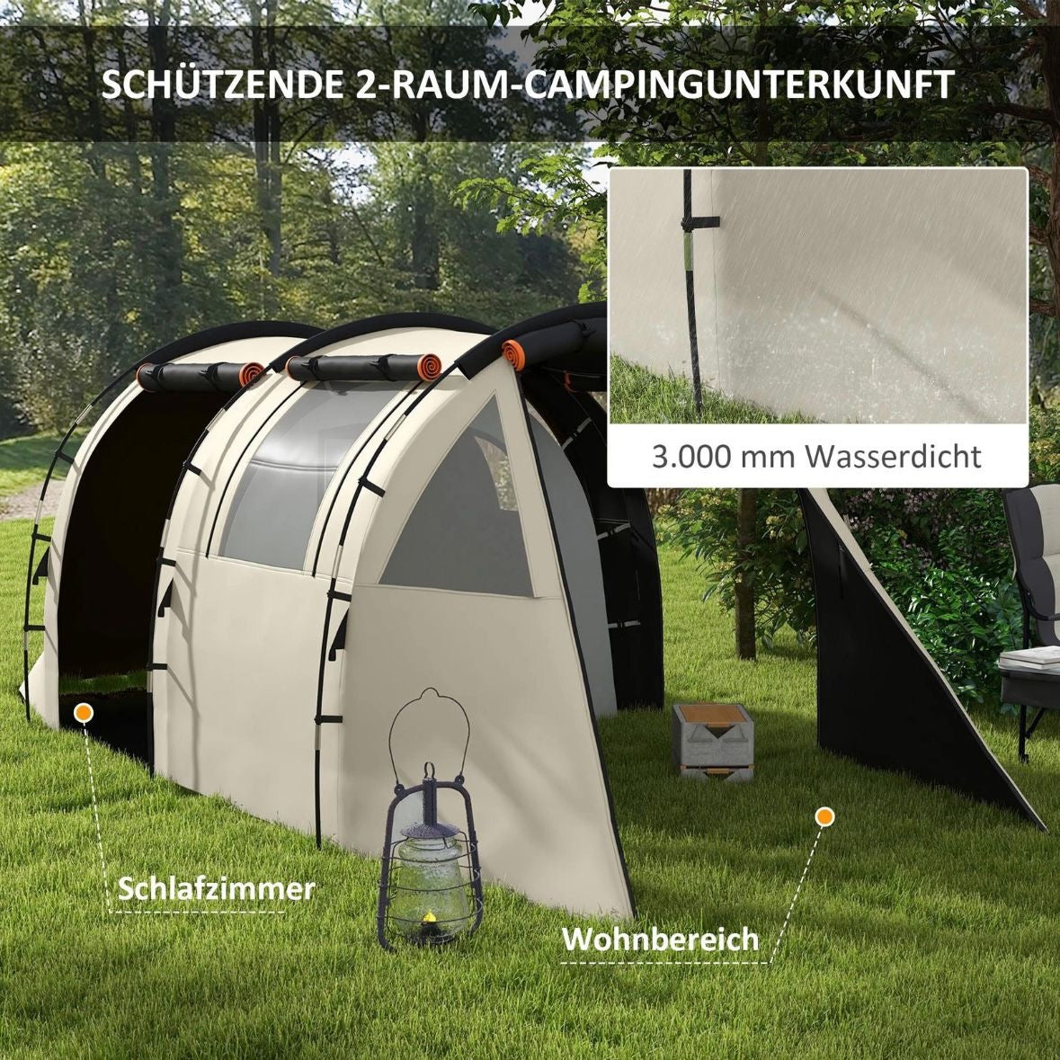 Tunnelzelt Campingzelt für 5 Personen Garten Zelt Campen Outdoor