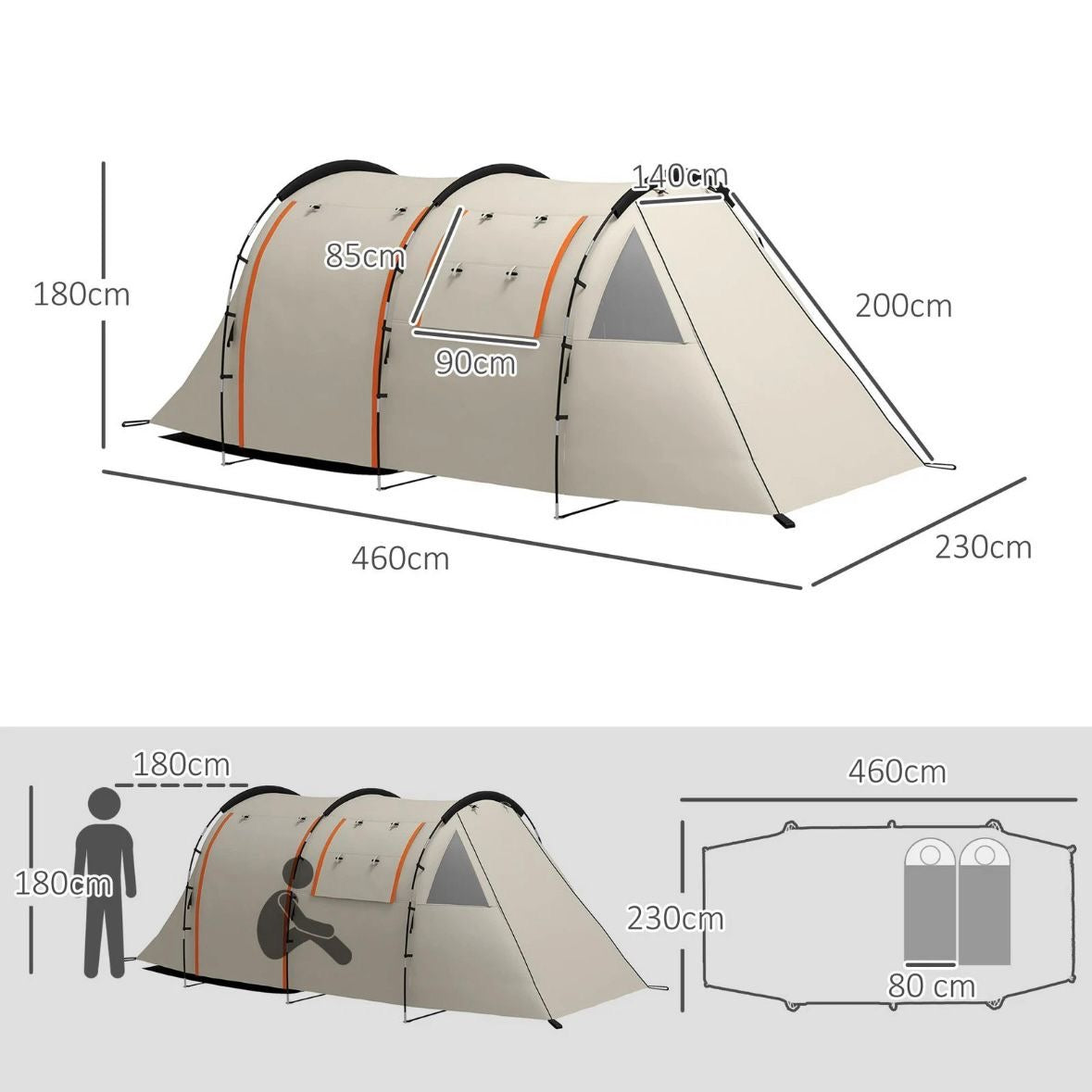 Tunnelzelt Campingzelt für 5 Personen Garten Zelt Campen Outdoor