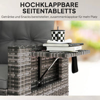 2-Sitzer Rattansofa Klappbar Seitentabletts Loungesofa Sitzgruppe
