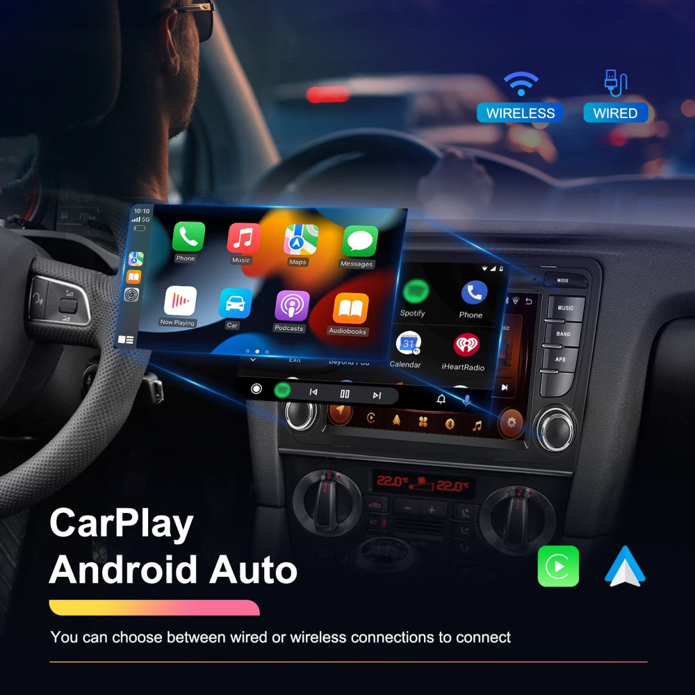Autoradio Android 15 GPS Navi WIFI Bluetooth Carplay 7 Zoll 64GB