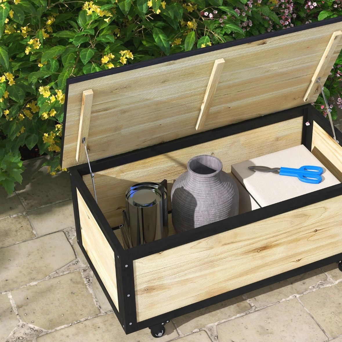 Gartenbox Holz Auflagenbox 121L Aufbewahrungsbox Balkon